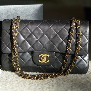 CHANEL Double Flap 23 Quilted CC Logo Lambskin Bag